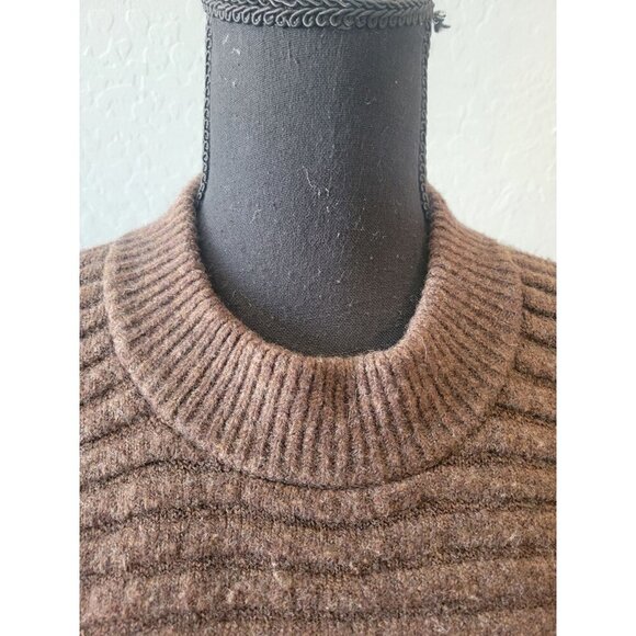 Madewell Chocolate Brown Ribbed Long Sleeve Wool Blend Sweater Size XS Modern - Picture 2 of 10